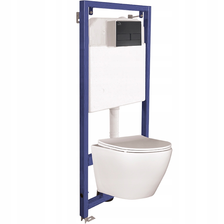 Akan a Desna Wc sada: Rám, Závěsná mísa, Tlačítko Bílá/Černá