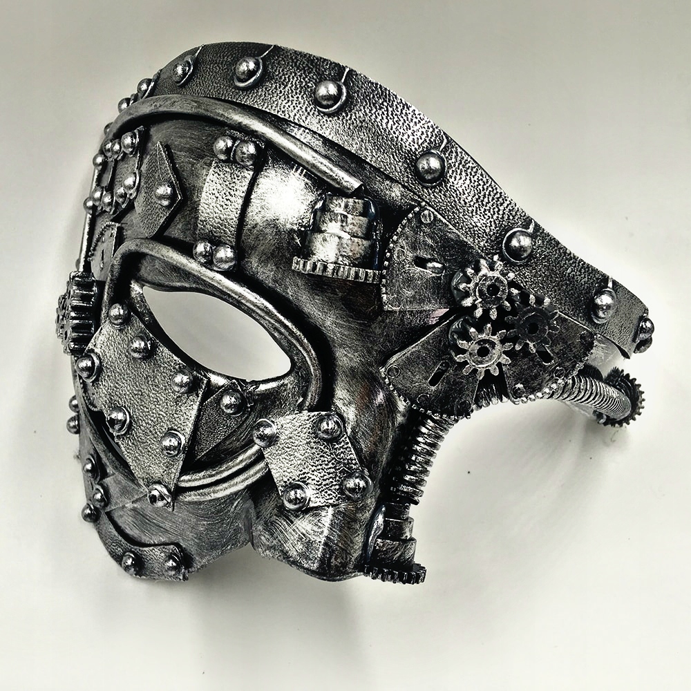 MASKA STEAMPUNK NA PÓŁ TWARZY MASZYNA PAROWA ROBOT Marka inny