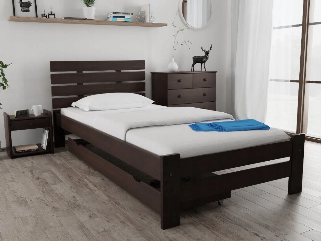 Łóżko Paris podw. 90×200, orzech, stelaż listw. rolow., mat. Coco Maxi 20