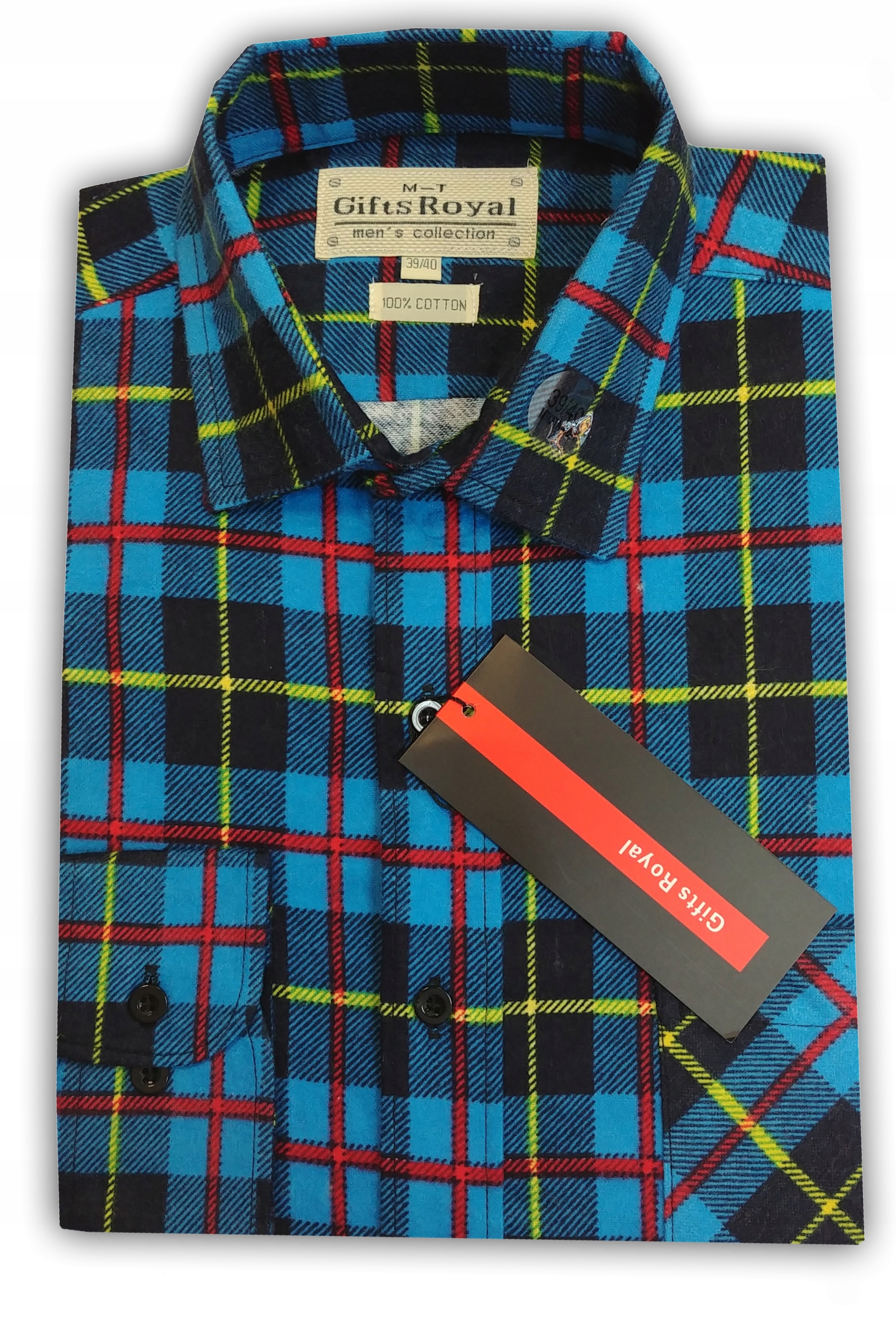 

Fg1 Koszula Męska flanelowa Turkus Dr krata 45/46