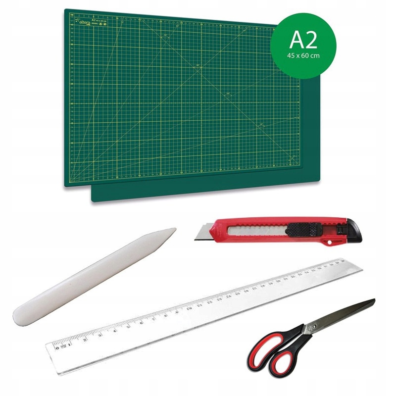 Introligátorská sada s podložkou, kostkou, pravítkem