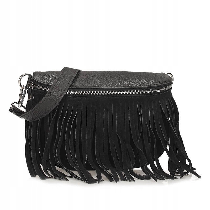 Semišová stylová ledvinka Toscanio G132 Černá