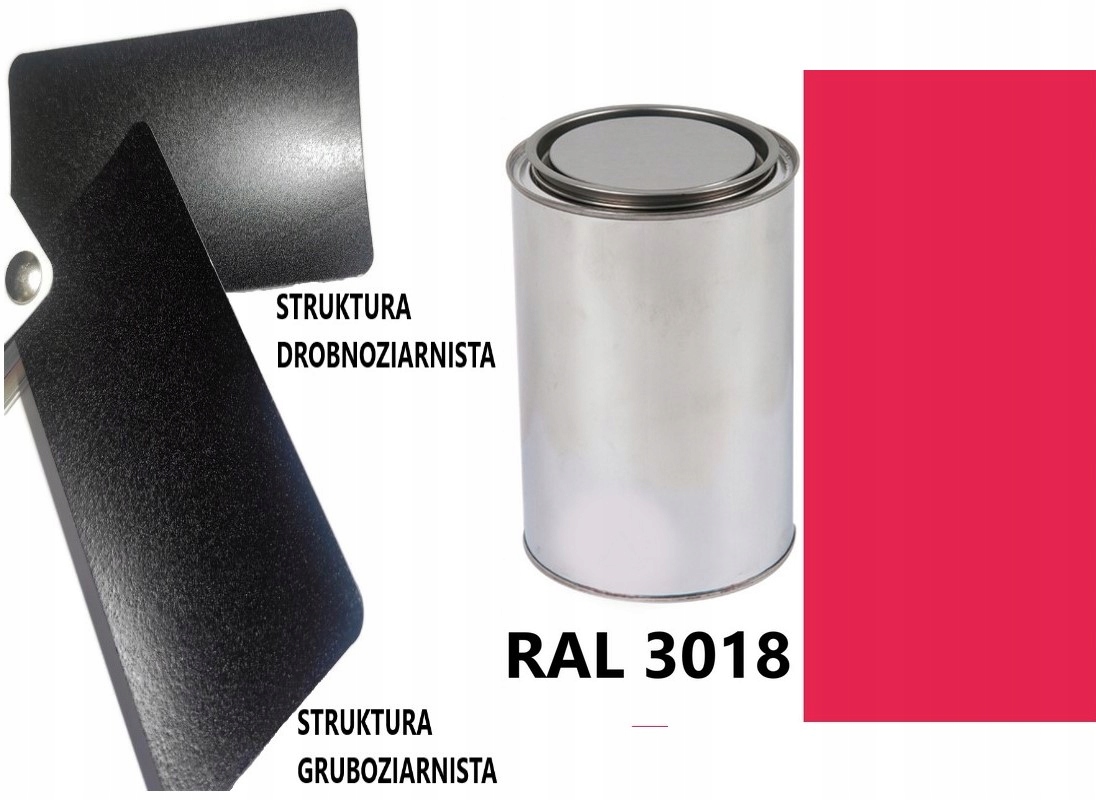 STRUKTURA GRUBOZIARNISTA RAL 3018 MAT 05-08 % DO PLASTIKU METALU AKRYL 1L