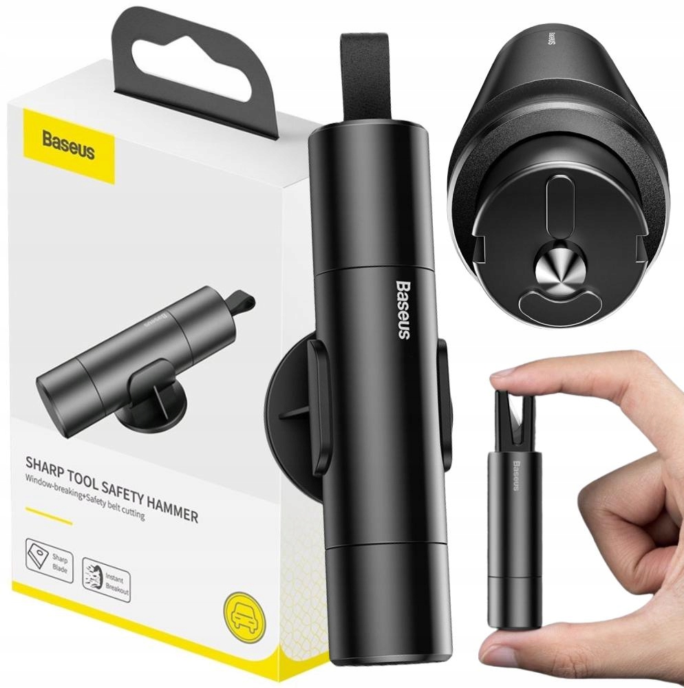 2w1 MŁOTEK BEZPIECZEŃSTWA NÓŻ ŻYCIA ZBIJAK DO SZYB DO CIĘCIA PASÓW Baseus