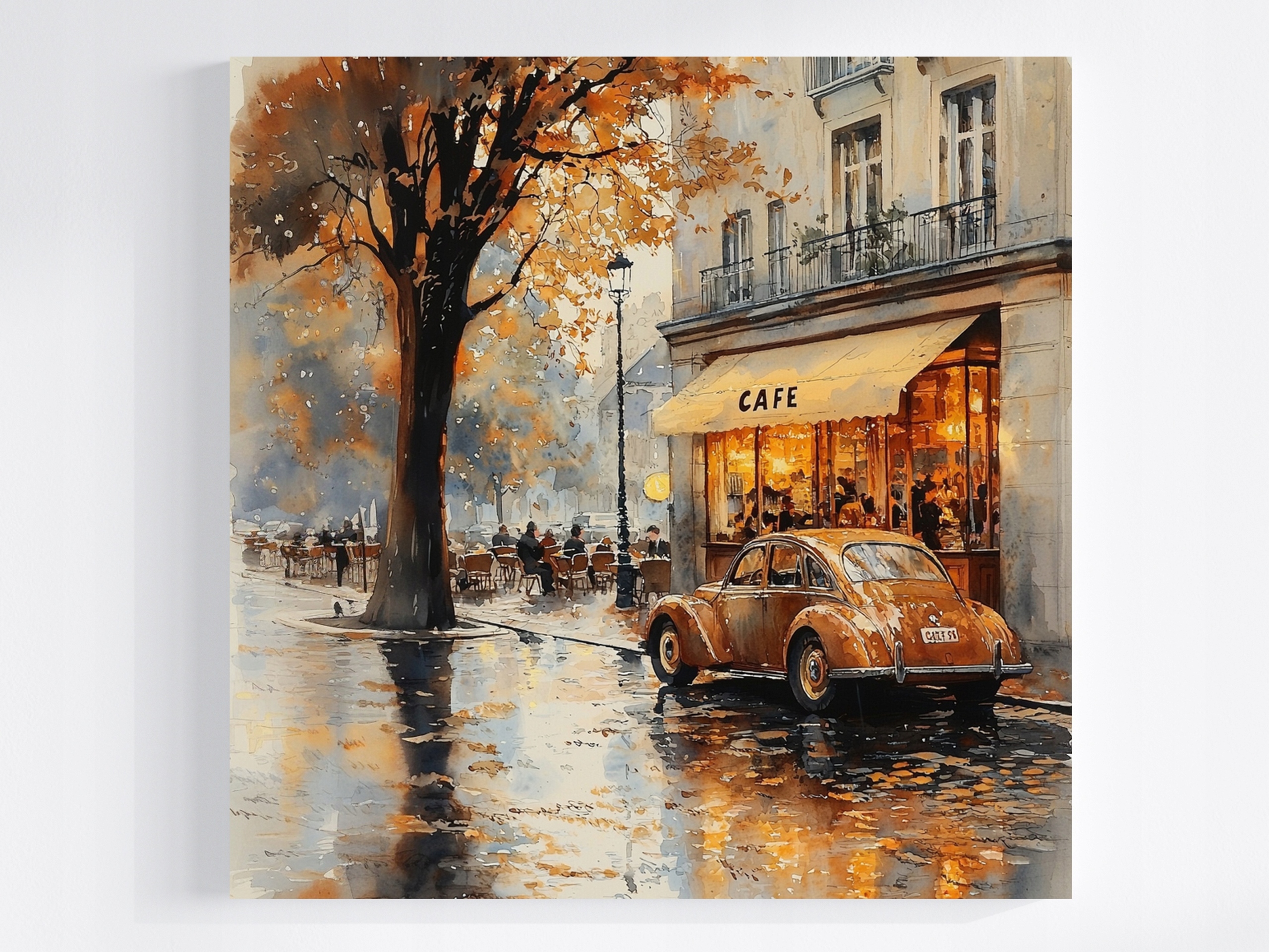 Obraz Na Plátně Canvas Město Paříž Kavárna Auto Retro Podzim 60x60