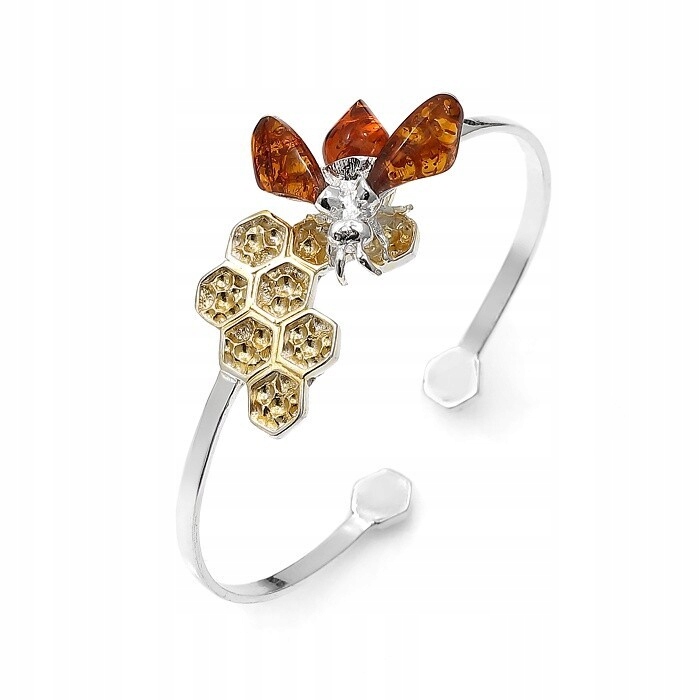 Stříbrný Náramek Včela Na Plátku Medu