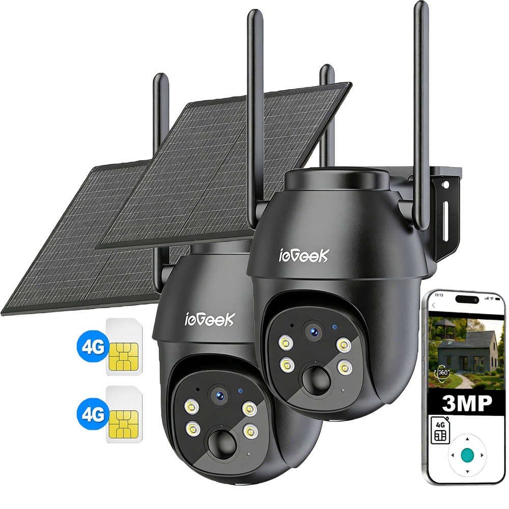 2 kusy Venkovní Ptz kamera napájená solární energií, Sim karta 4G Lte