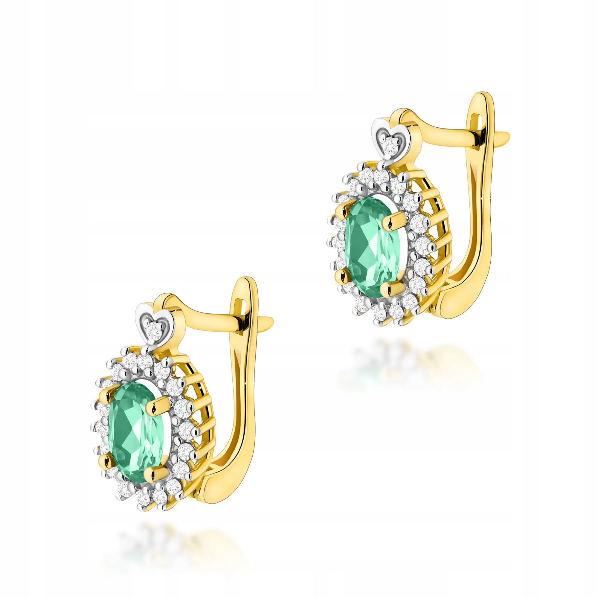 Výjimečné náušnice zlaté 585 s brilianty a smaragdy na Valentýna 2 g