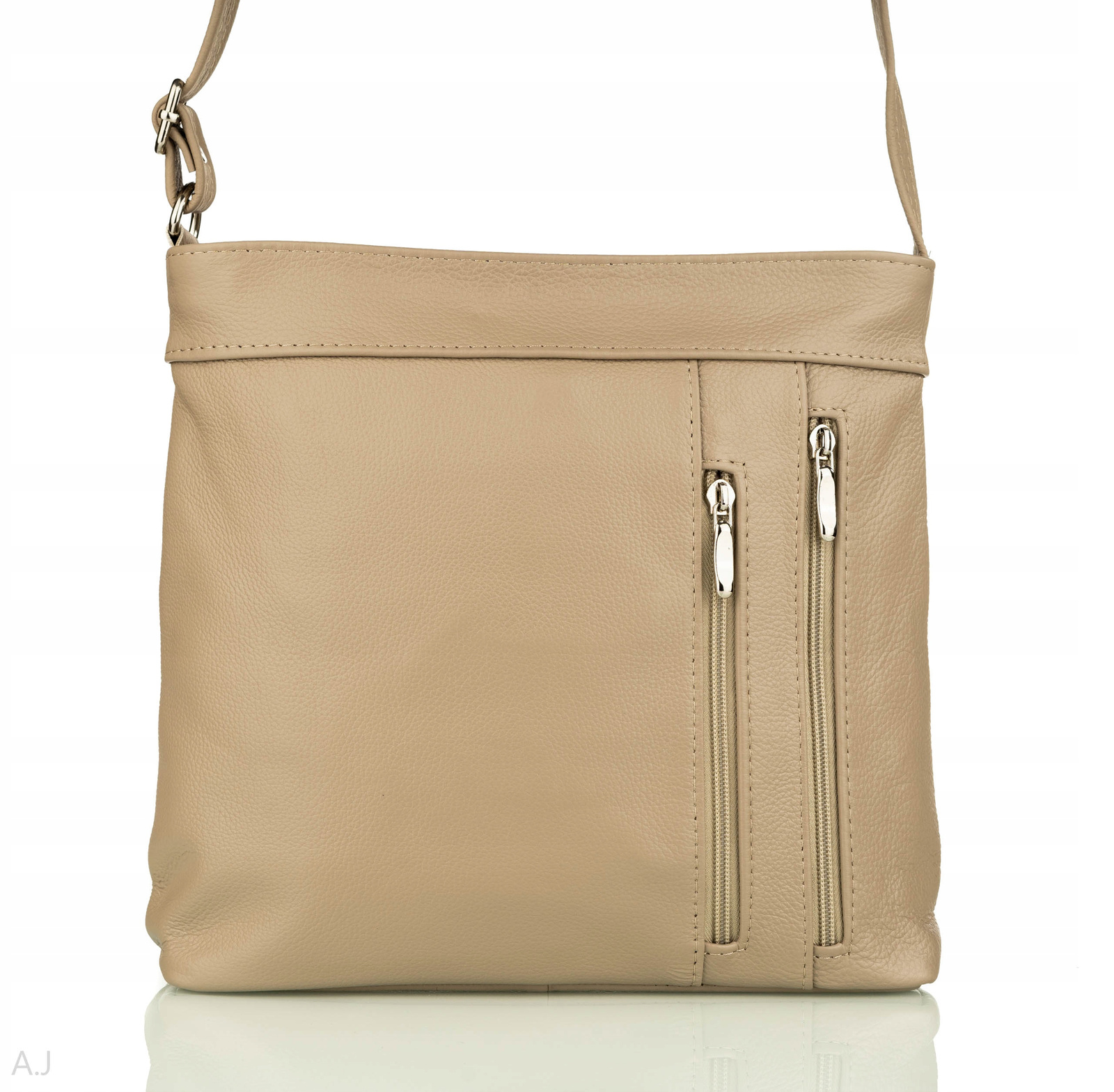 Kožená kabelka z přírodní kůže, klasická kabelka přes rameno, polská crossbody