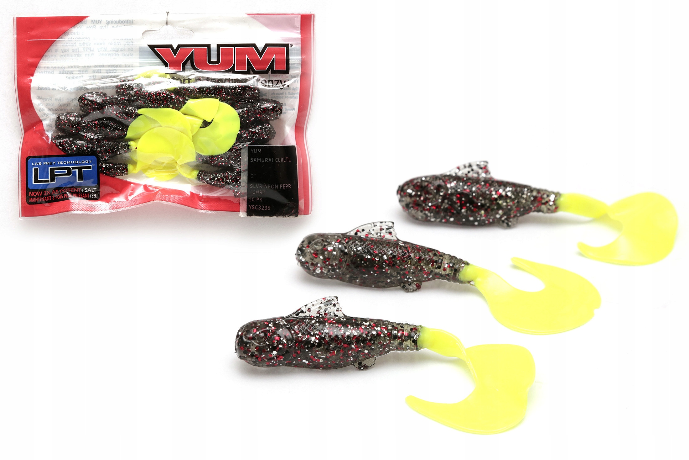Komplet 10szt Łownych Gum Yum Samurai Curly 3238