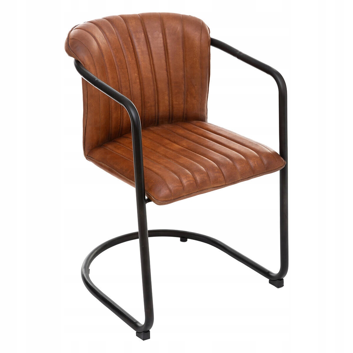 Stolička Do Jedálne Pre Domácnosť, prírodná koža, Kožená hnedá, elegantná