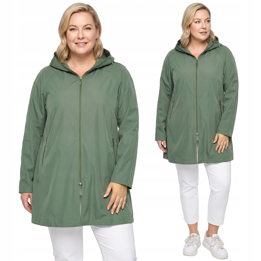 Ciemnozielona kurtka z kapturem plus size rozmiar 50