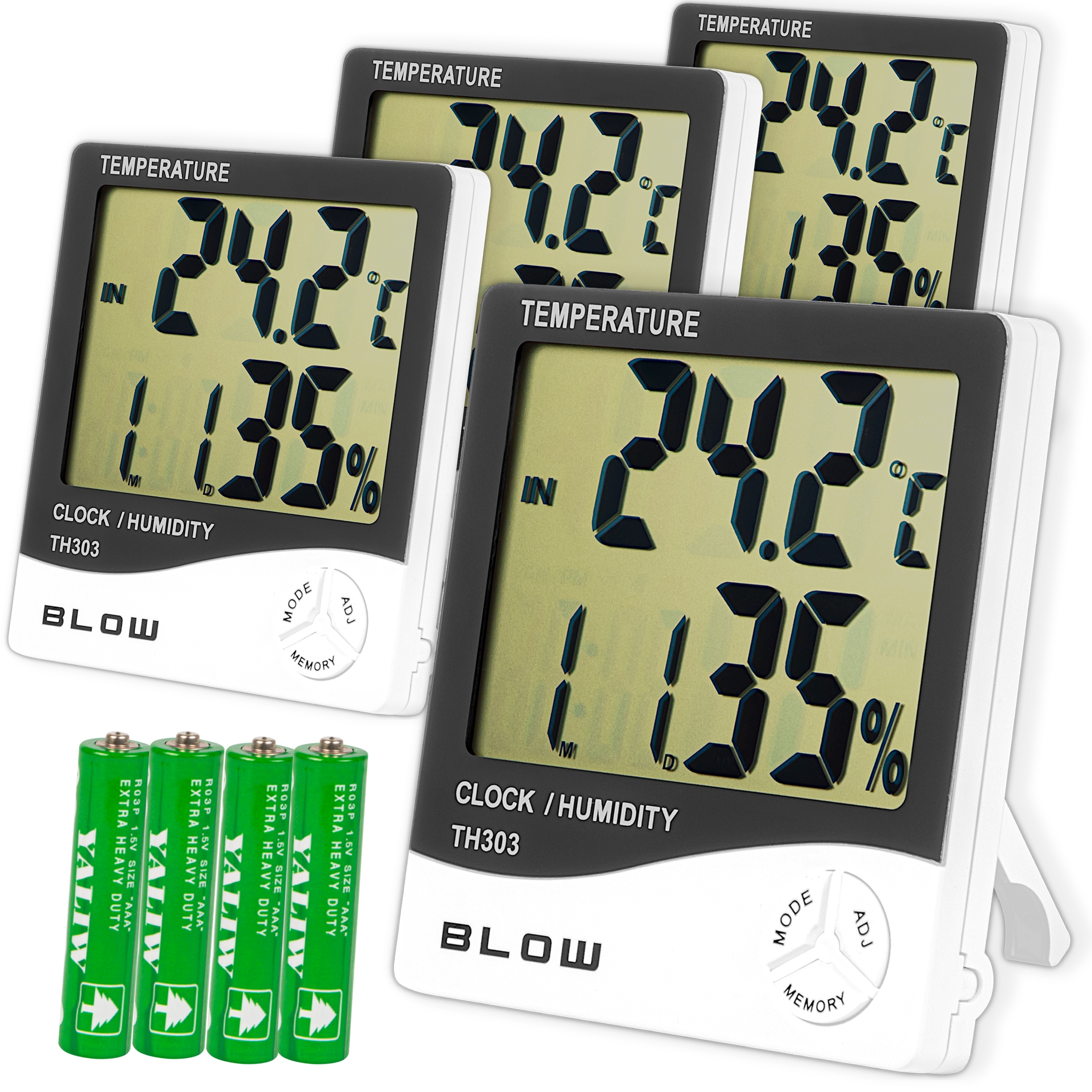 4X STACJA POGODOWA POGODY MINI TERMOMETR HIGROMETR POKOJOWY ZEGAR PODSTAWKA