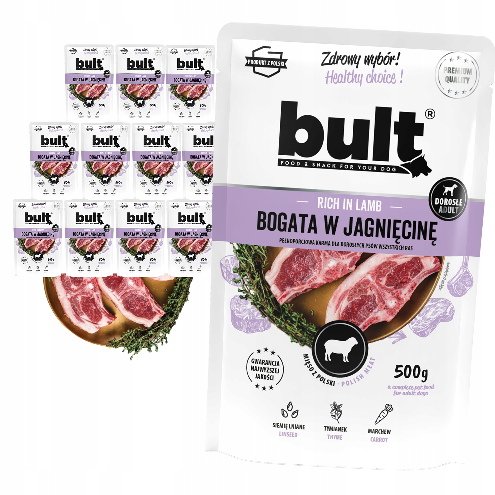 Levně Vlhké Krmivo Pro Psa Bult Sáček Mletá Bohatá Na Jehněčí 12x500G