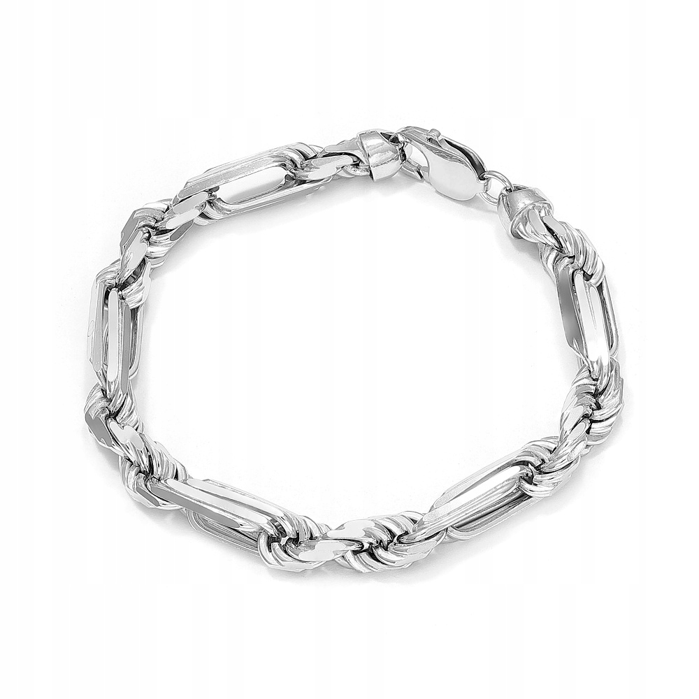 Stříbrný Rhodiovaný Náramek Figaro Corda 22 cm 7 mm 925