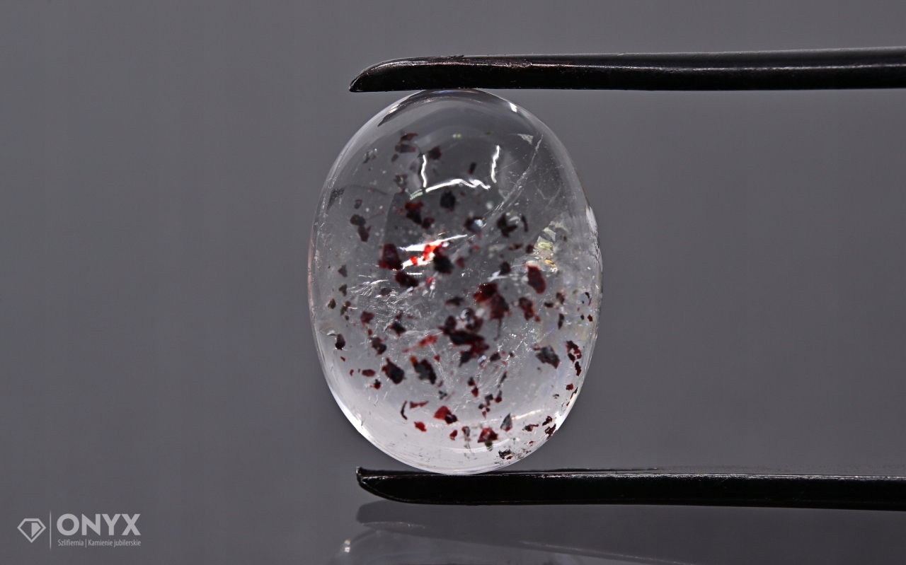 Jahodový křemen kabošon ovál 16x12 mm