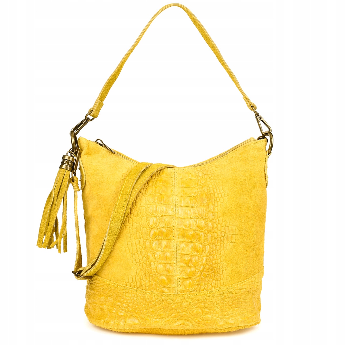 Kožená semišová kabelka Croco z přírodní kůže kabelka přes rameno