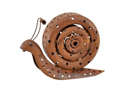 Ślimak lampion figurka ogrodowa rdza 23 cm