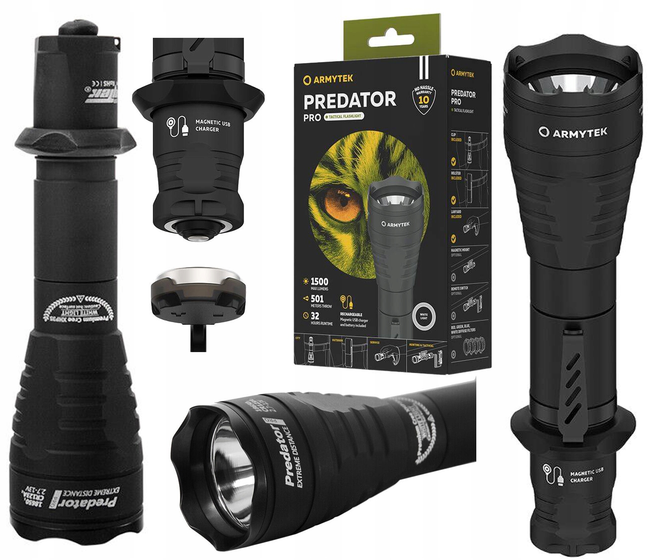 Armytek Latarka Predator Pro Taktyczna Światło Białe Usb 501m 1500lm