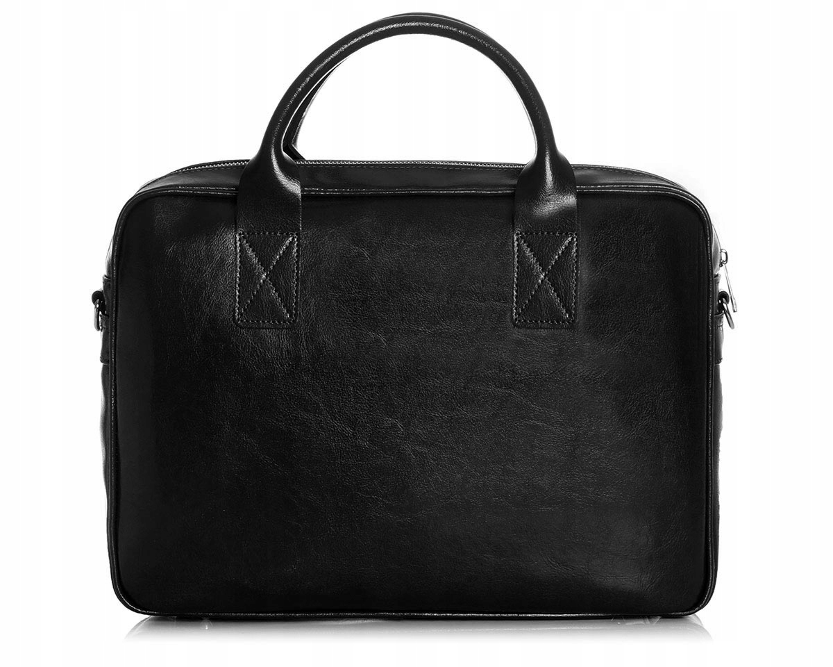 SKÓRZANA AKTÓWKA TORBA NA LAPTOP SOLOME MARTON CZARNA Wysokość 29 cm