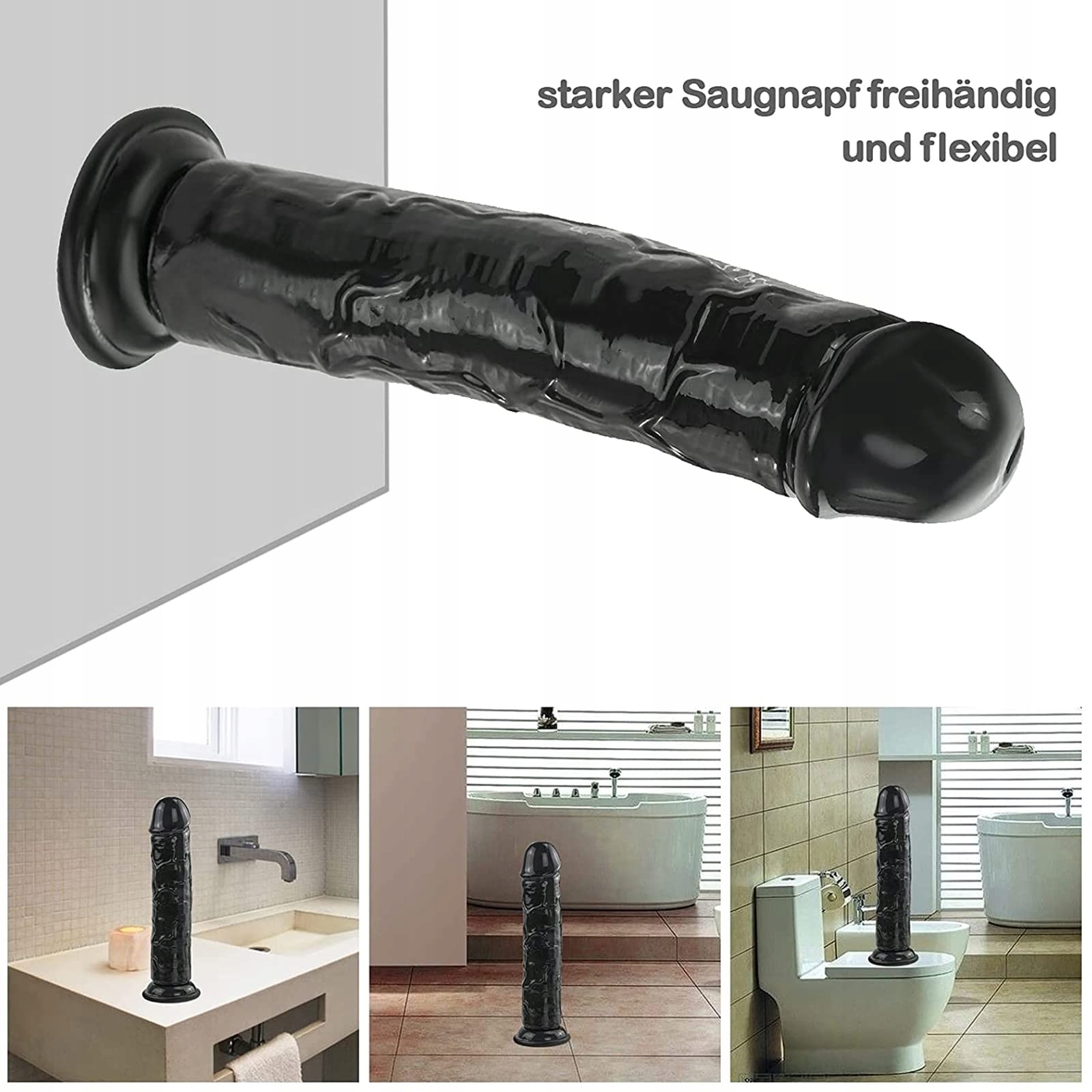 REALISTISCHER DILDO Czarny Dildo 19.5cm z Mocną Przyssawką — miniatura 4