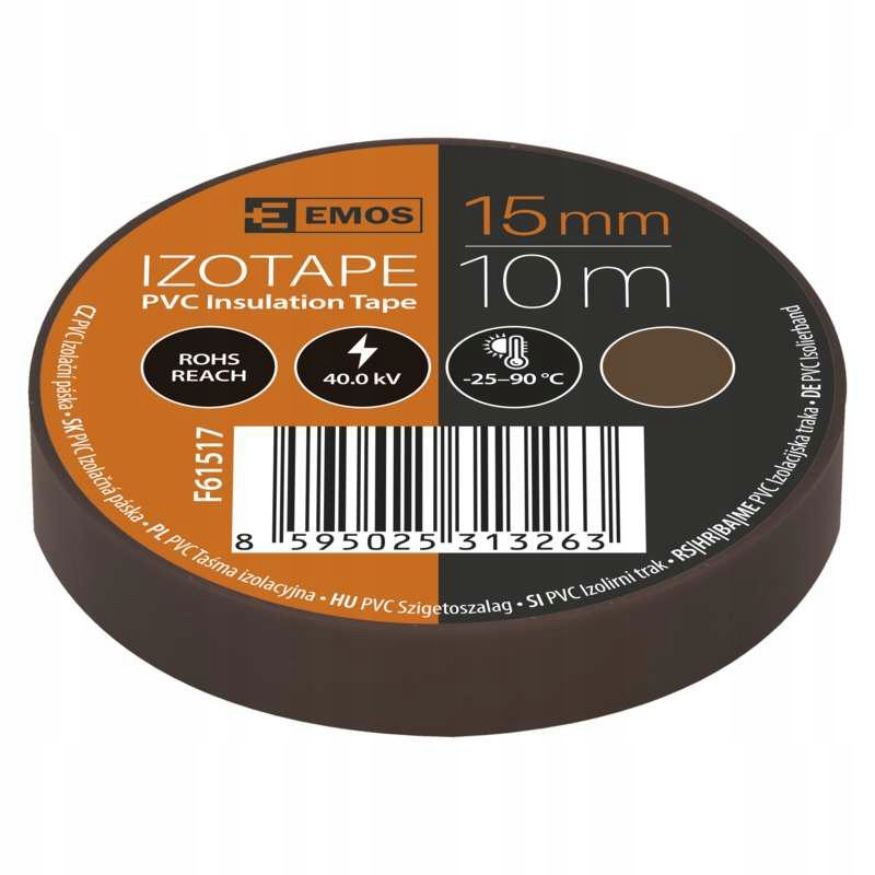 

Taśma izolacyjna brązowa 15mm x 10m Emos Pvc brąz