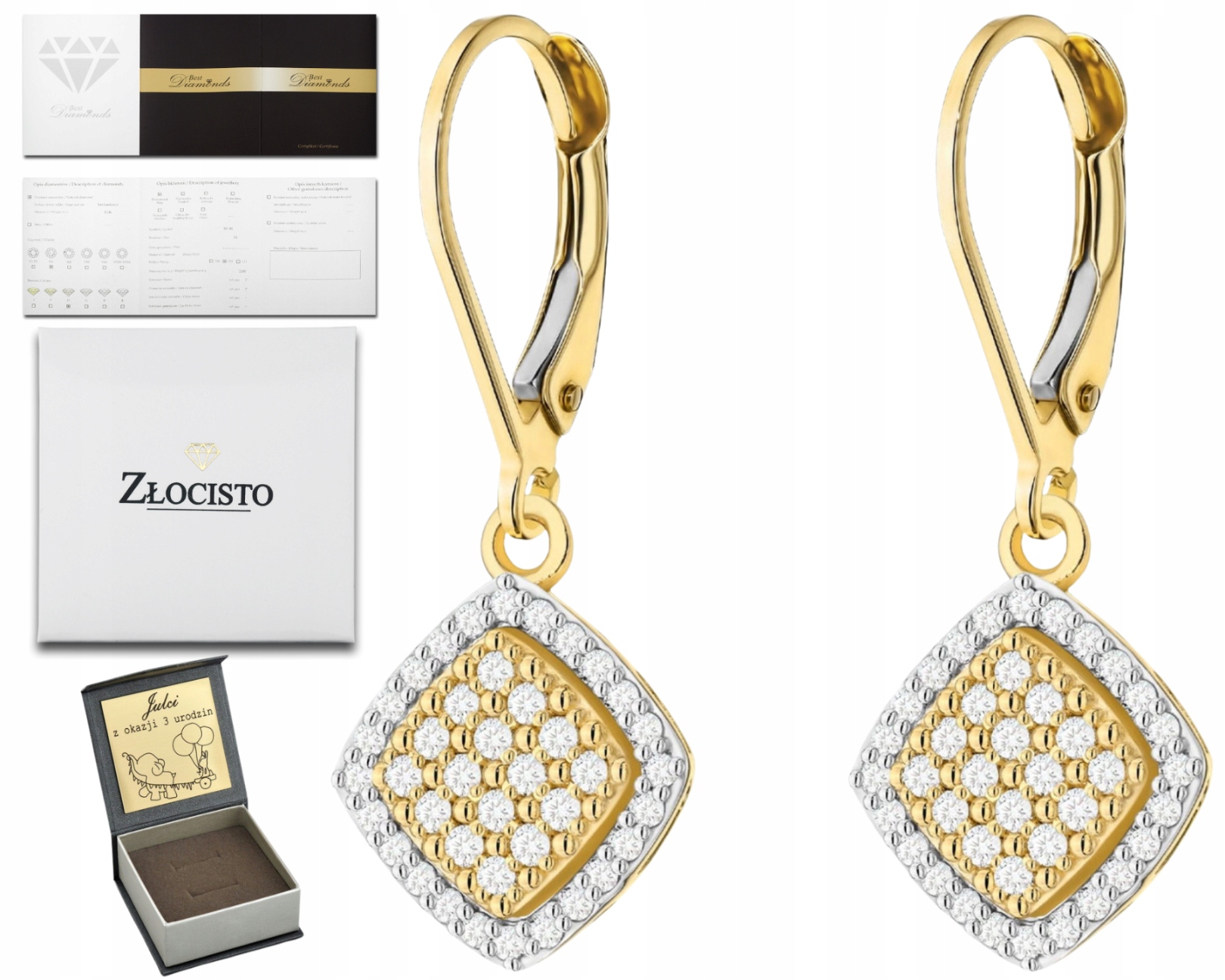 Zlaté Náušnice S Brilianty Anglické Zapínání Zlato 585 Dárek
