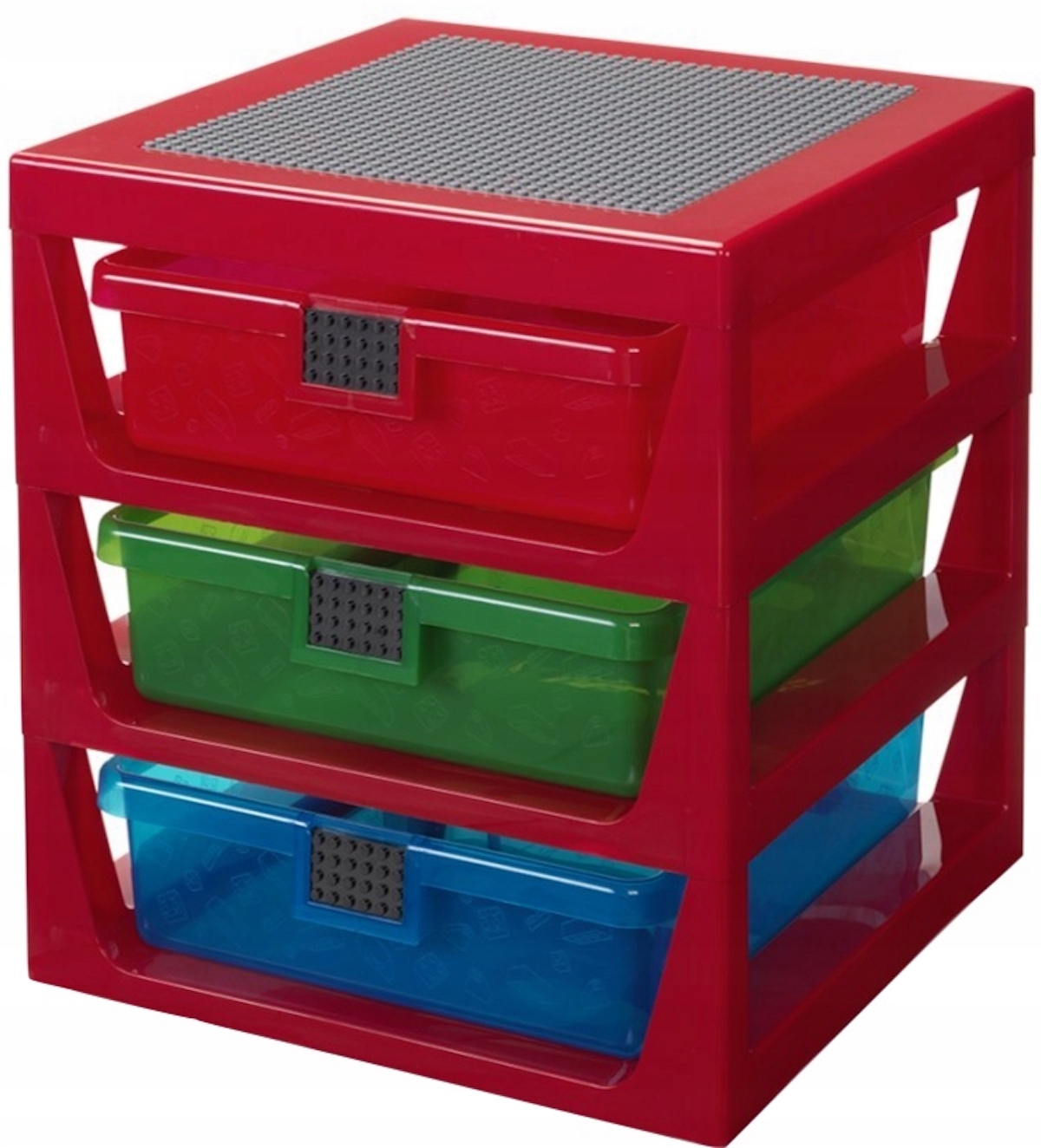 Lego Regál Kontejner Sorter se 3 zásuvkami a konstrukční deskou Červený