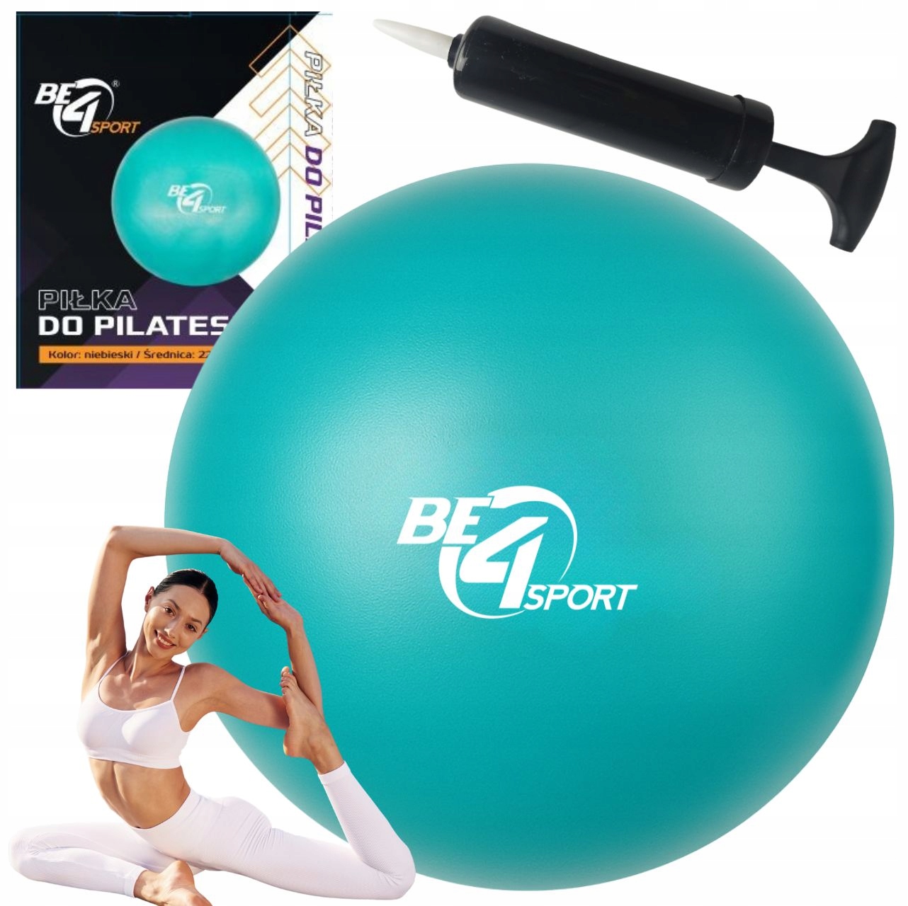 PIŁKA DO ĆWICZEŃ PILATES JOGA REHABILITACYJNA SOFT BALL MOCNA 22CM + POMPKA