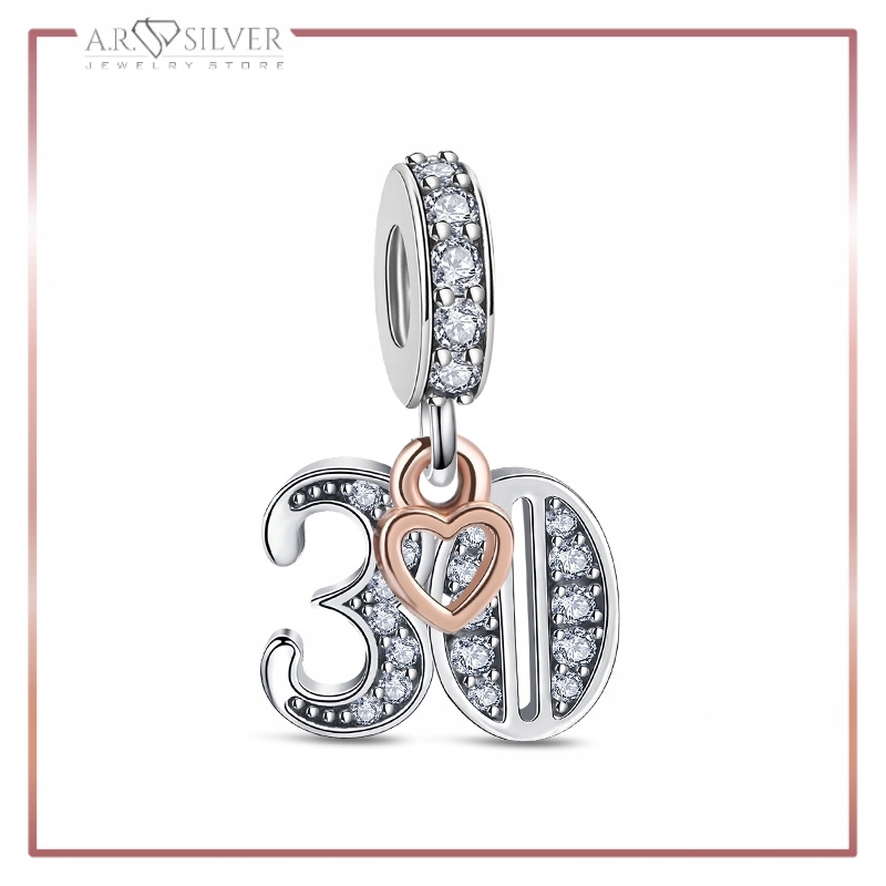 CHARMS 30 URODZINY ZAWIESZKA srebro S925 ROCZNICA ZAWIESZKA PREZENT Materiał srebro