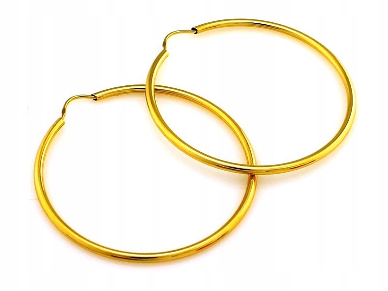 Dámské náušnice ze zlata 585 14k, lesklá kolečka 42 mm, 1.55 g pro maminku