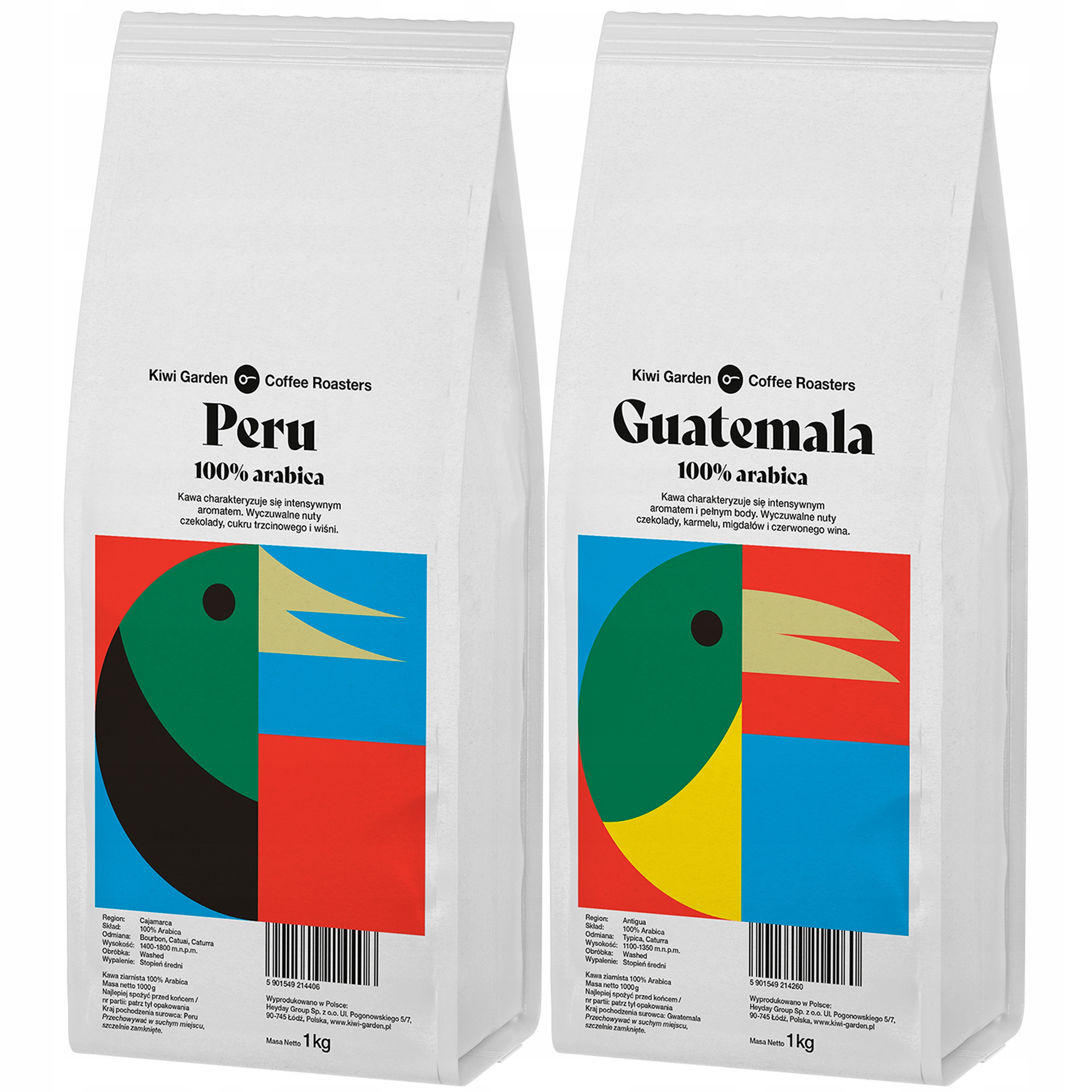 Káva zrnková Káva Čerstvě pražená 100% Arabica Peru Guatemala sada 2x1kg