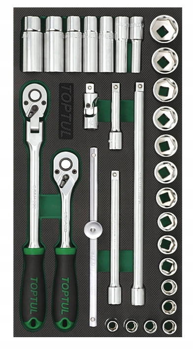 TOPTUL Wkładka (piankowa) do wózka z zestawem 30szt. narzędzi 3/8: