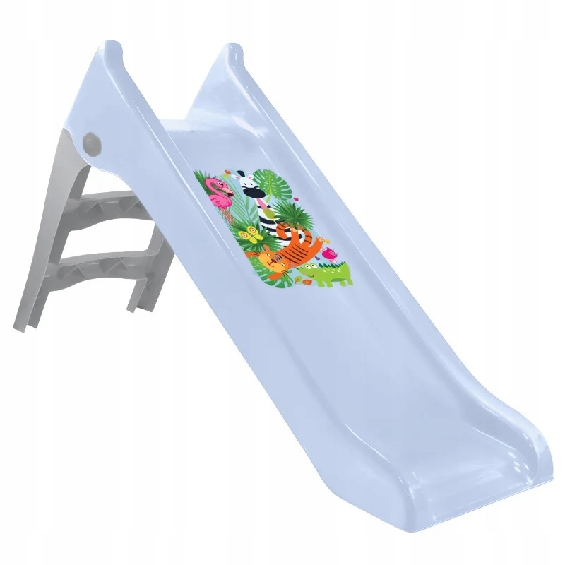 12798 Zjeżdżalnia Ogrodowa 140 cm Niebieska Pastelowa z Naklejką Zwierzątka