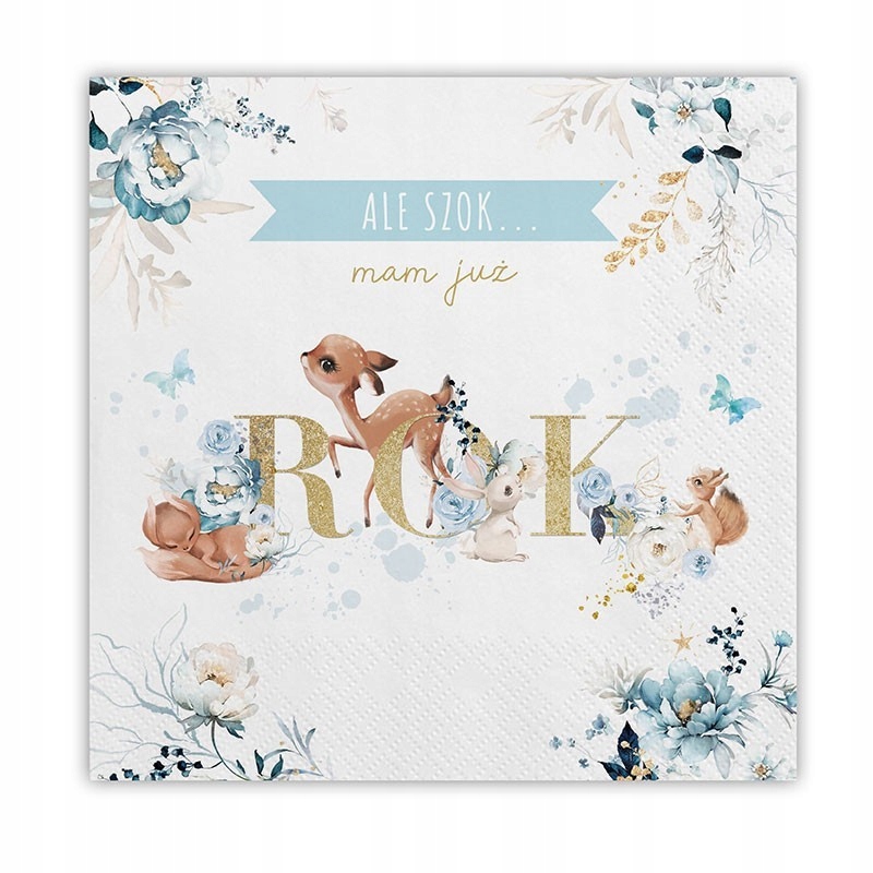 

Serwetki na Roczek chłopca Zwierzątka 33x33cm 20sz