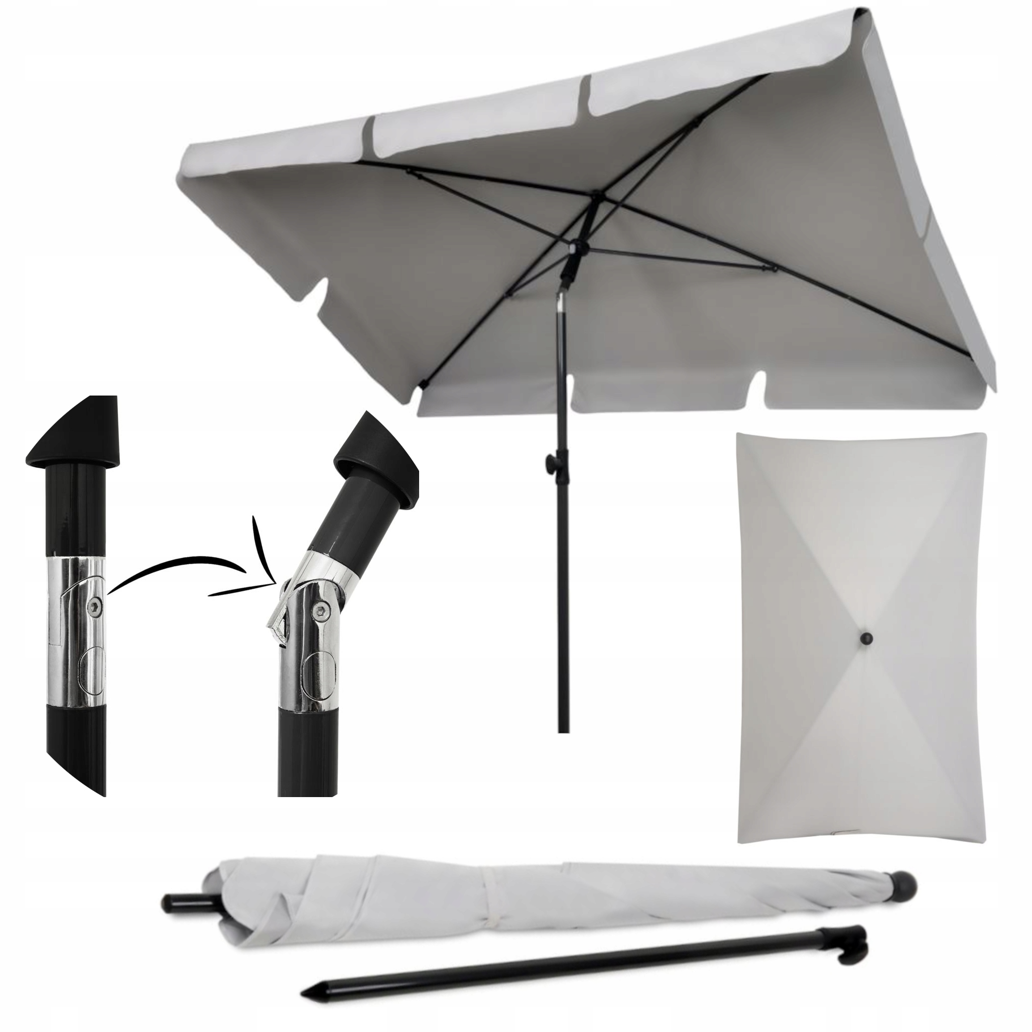 Parasol Ogrodowy Balkonowy Duży Prostokątny Na Balkon Łamany Uv 200x130cm