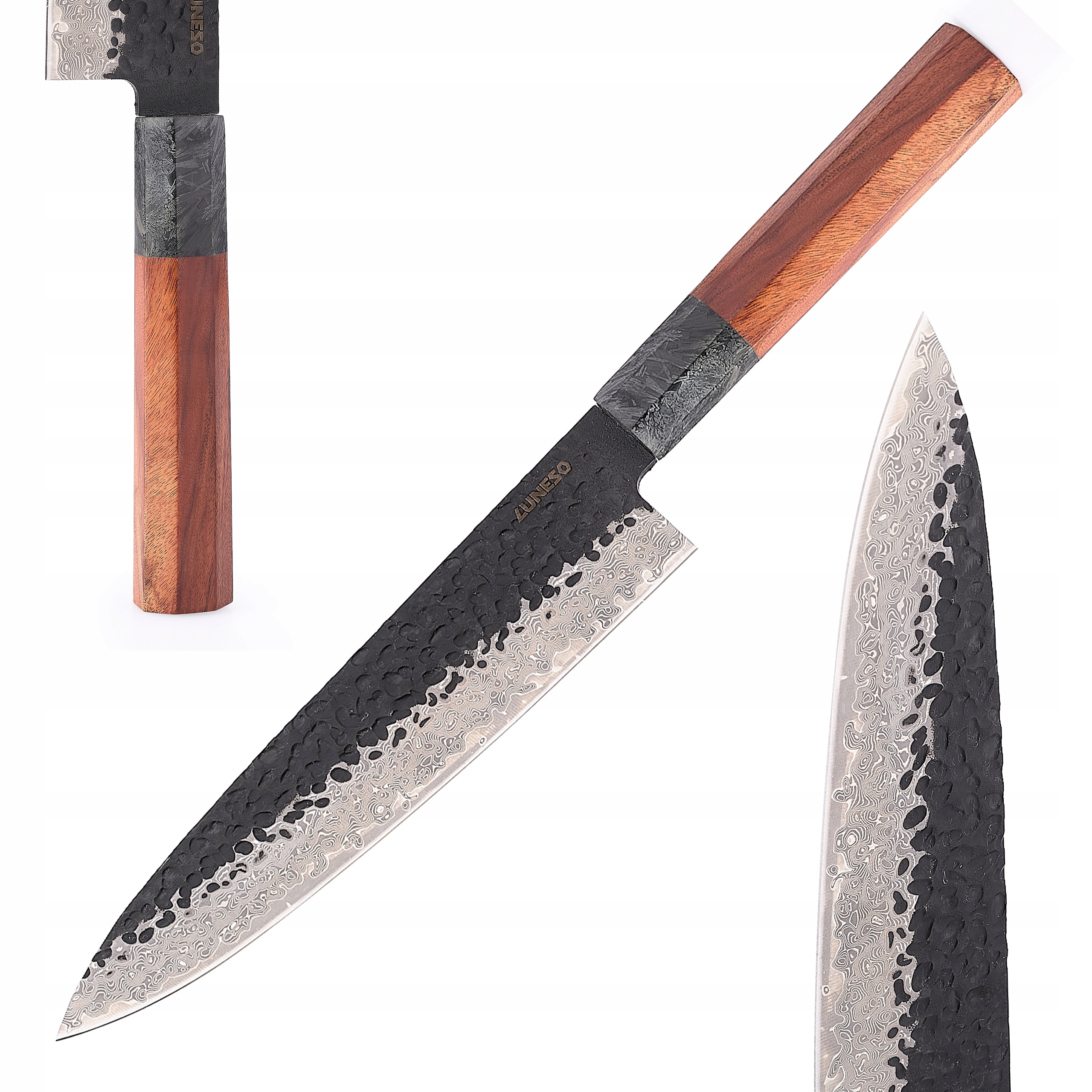 Damaškový kuchynský nôž šéfkuchára japonský VG10 67 vrstiev Drevo