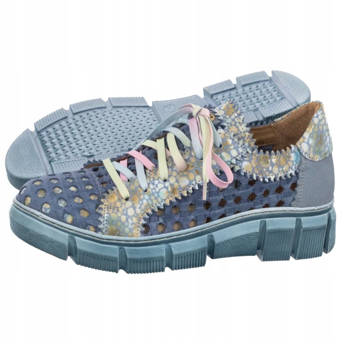 Kožené dámské polobotky Maciejka Světle modré 05850-17