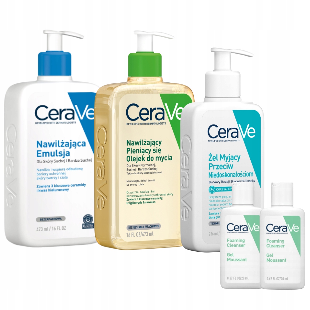CeraVe Limitowany Zestaw Emulsja 473ml, Olejek 473ml, Żel 236ml