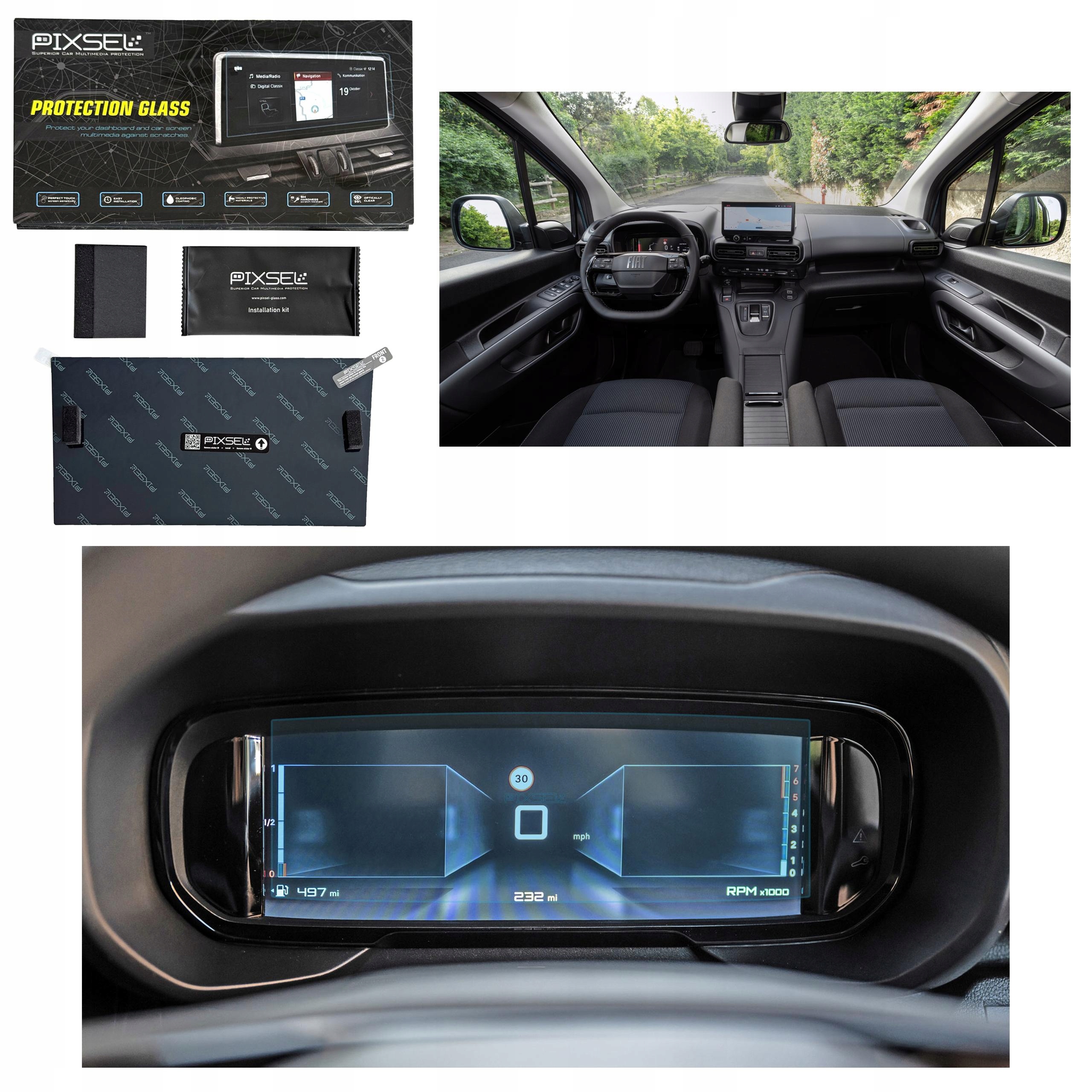 Antyodciskowe Matowe Szkło Ochronne Fiat DOBLO-9.8“ 2024-