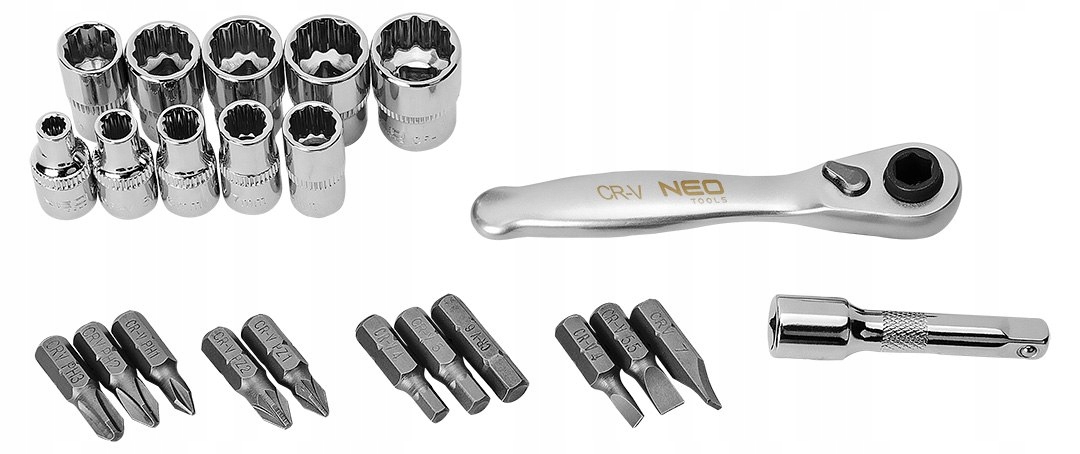 Адвент-календарь Neo Tools GD034, биты, головки и трещотка из хромованадиевой стали — фото 5