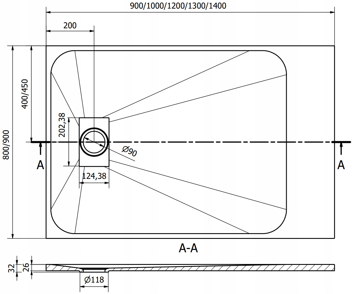 MEXEN HUGO BRODZIK PROSTOKĄTNY SMC 130x90 BIAŁY Głębokość produktu 1.5 cm