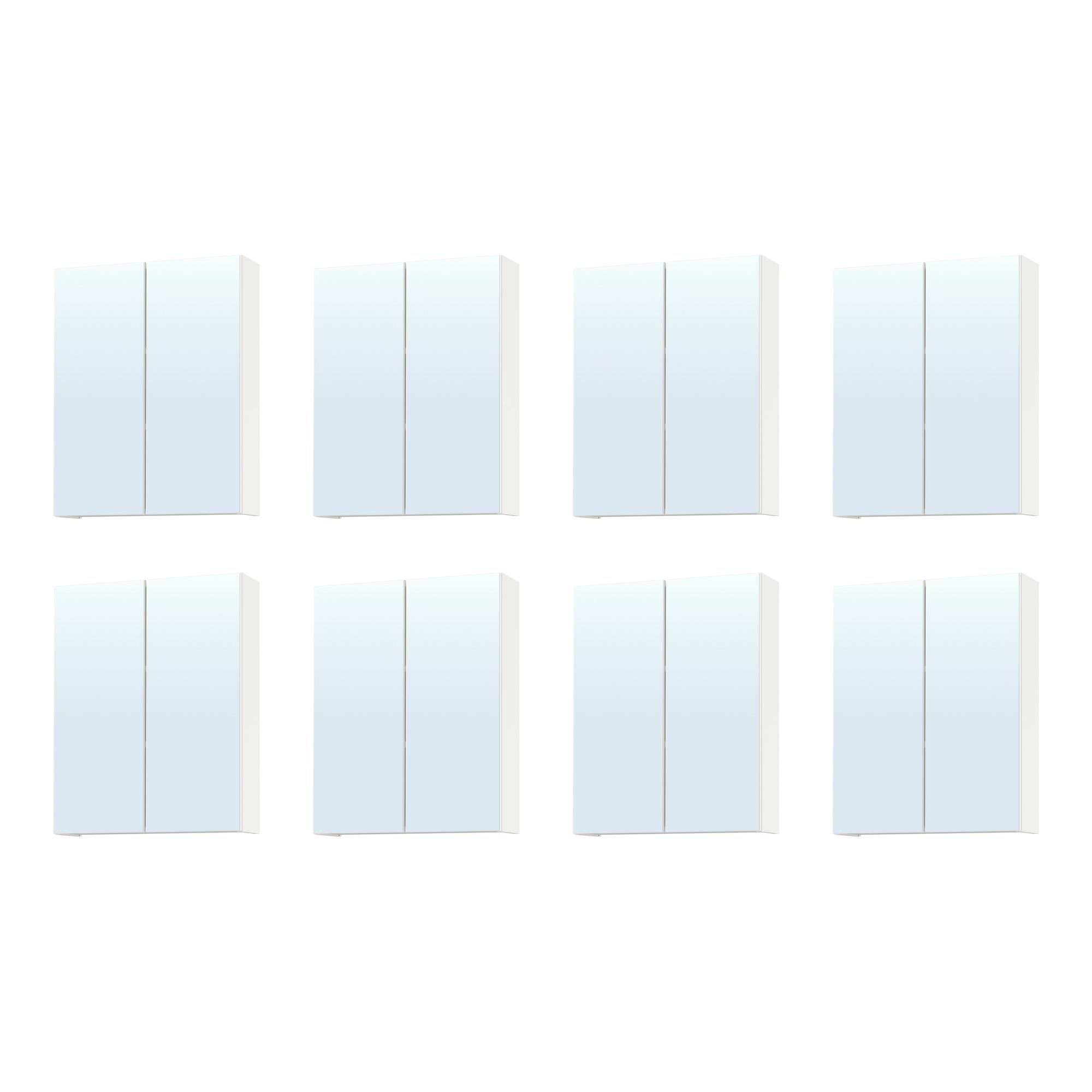 8 szt. Szafka łazienkowa z lustrem biała 60x17x75 cm
