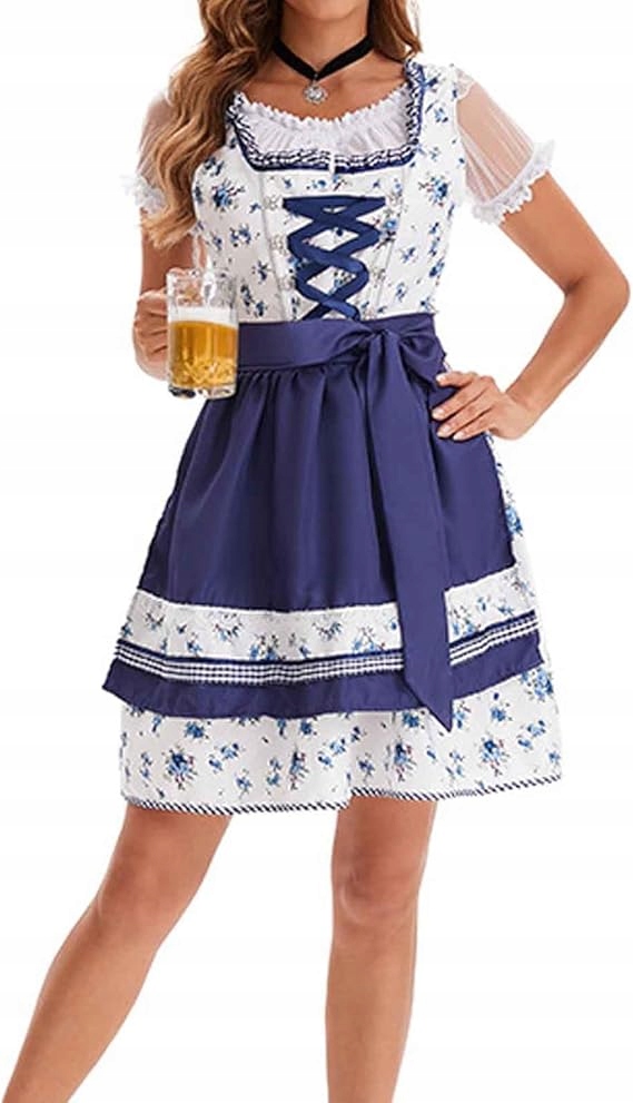 Šaty Dirndl Oktoberfest Tradiční lidová Midi s zástěrou L p15,5