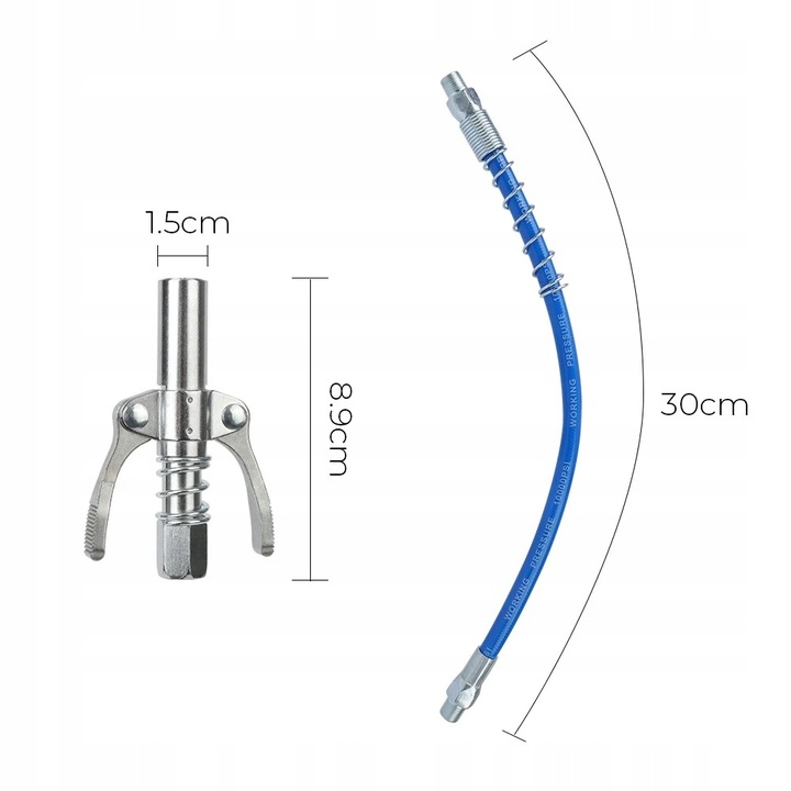 SZYBKOZŁĄCZKA SMAROWNICY SAMOBLOKUJĄCA DO KALAMITEK 10000 PSI HD WĘŻYK 30cm EAN (GTIN) 5906379630068