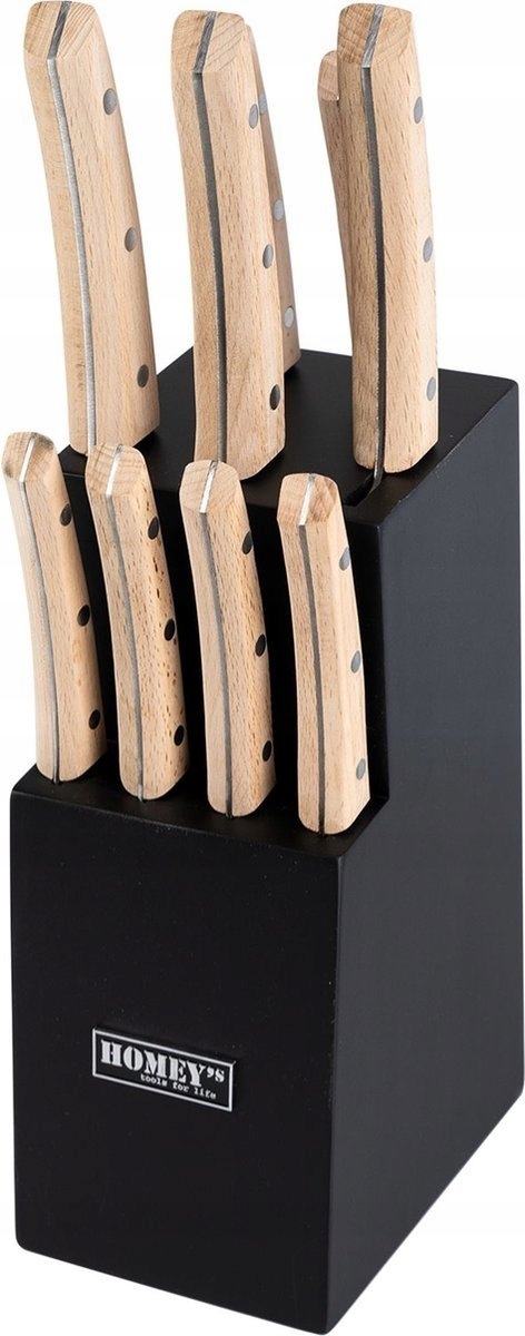 Sada nožov s čiernym blokom Homey's Bokträ, 9 prvkov, nože na steaky