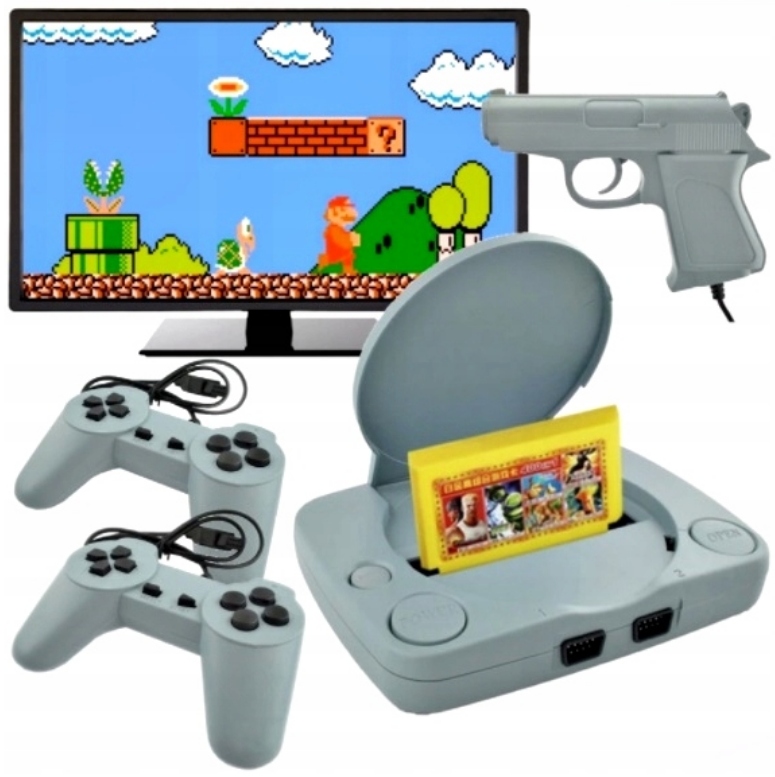 GRA TELEWIZYJNA KONSOLA RETRO TV AV GRY VIDEO MARIO 2 PADY +PISTOLET