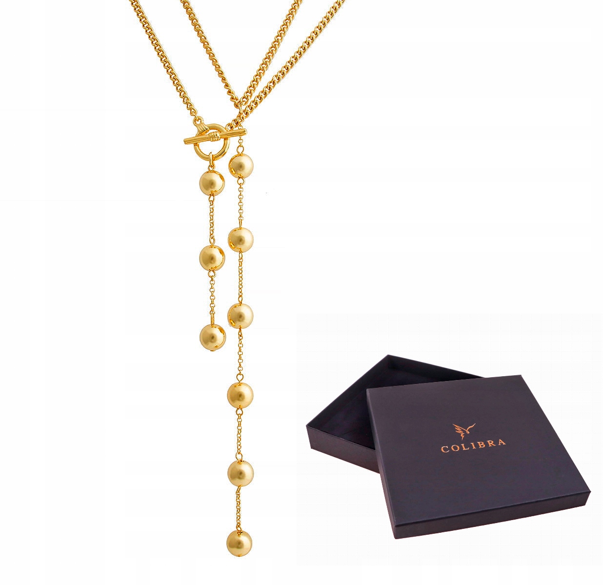 Zlatý náhrdelník s kuličkami Kuličky Zadní/Přední strana pro Svatební Hostina Šperky Colibra