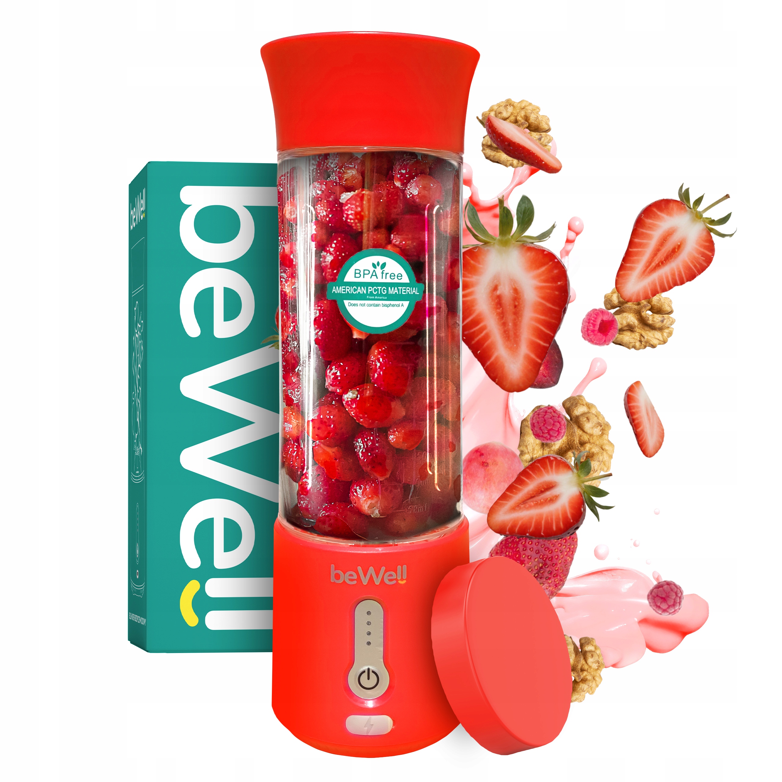 Blender Kielichowy Przenośny Bezprzewodowy beWell na Usb 500ml Mocny