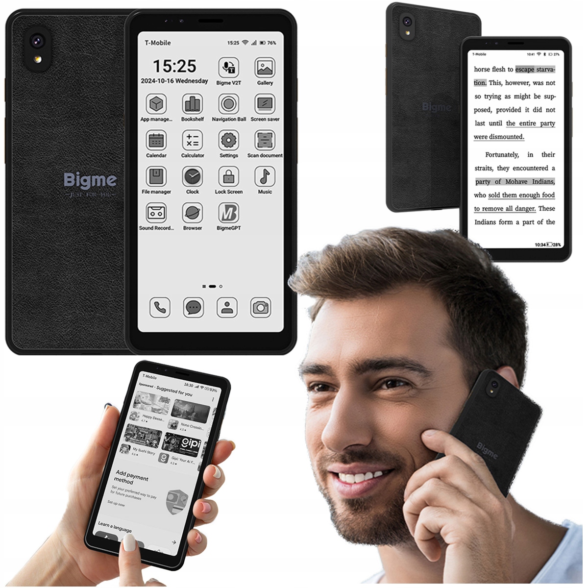 Bigme Hibreak 2v1 Čtečka E-kniha a Smartphone černo-bílý 5,84" 6/128 Gb